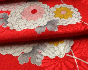 Kimono Silk, Kimono Fabric, Red Silk, Japanese Kimono, Floral Fabric
