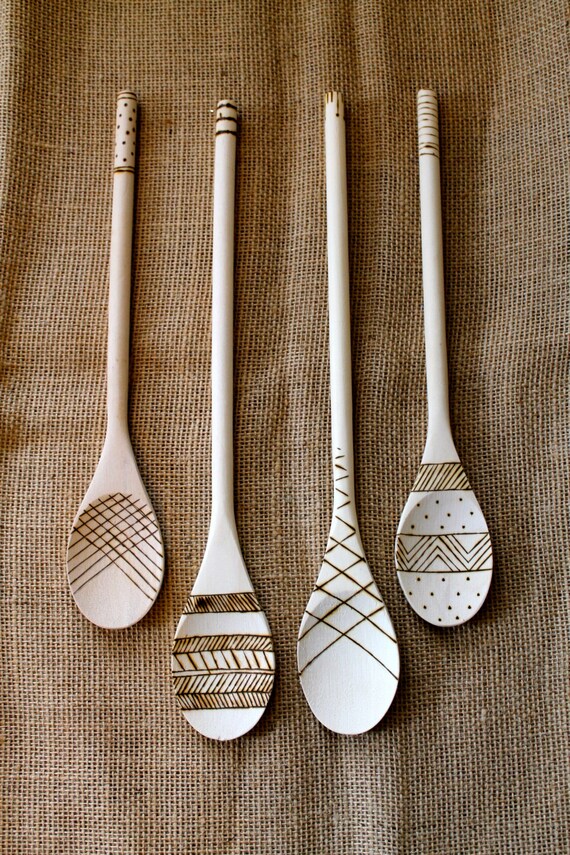 Items similar to Woodburned Wooden Spoons, Decorative Wooden Spoons