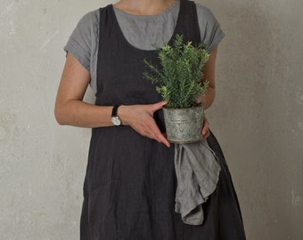LINEN APRON DRESS