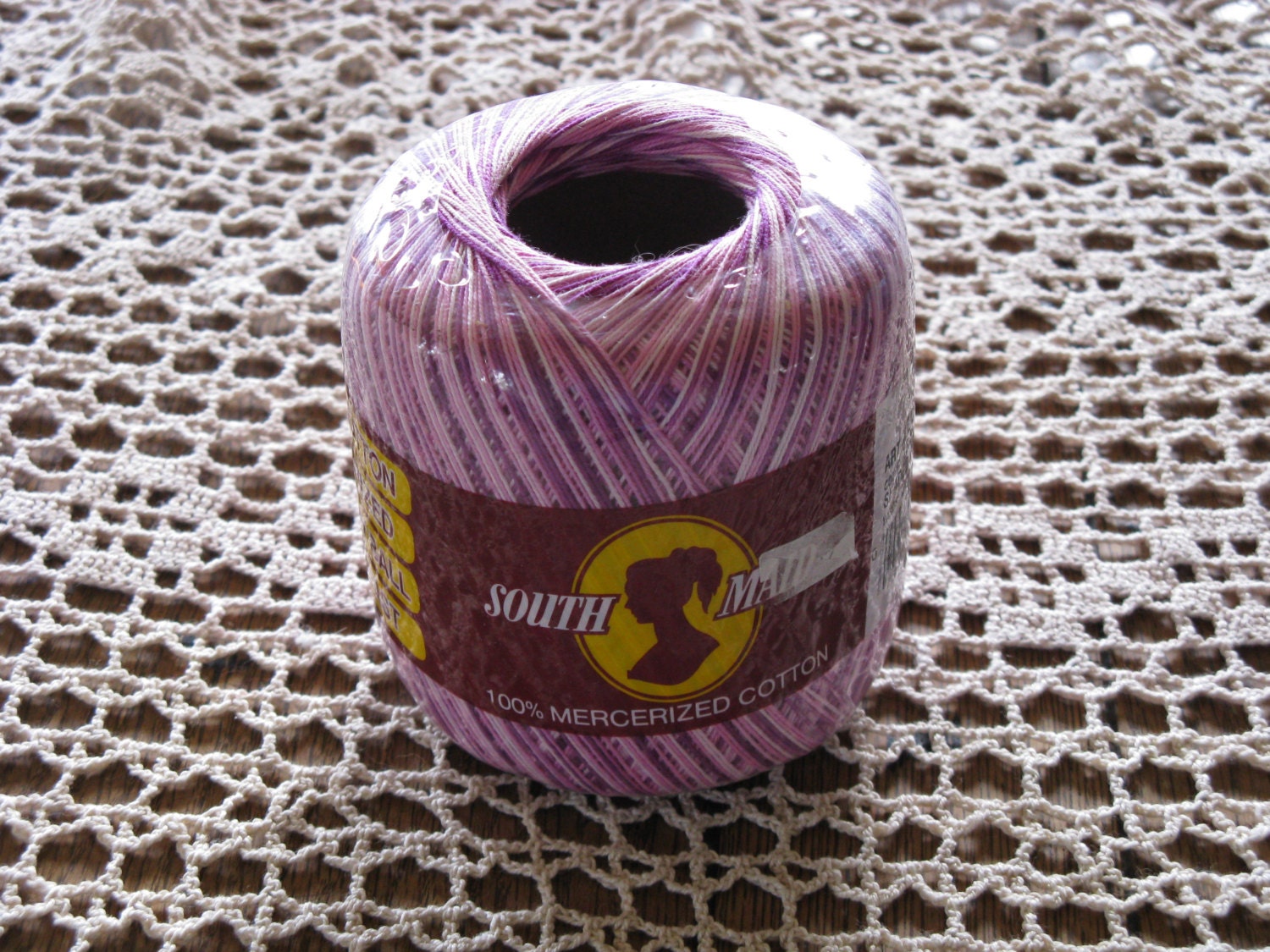 Purple Variegated Crochet Thread Mercerized Cotton South Maid