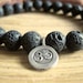 Mens Om Bracelet - Lava Stone Bracelet with Tigers Eye Bead and Fine Silver Charm, Mens Gift
