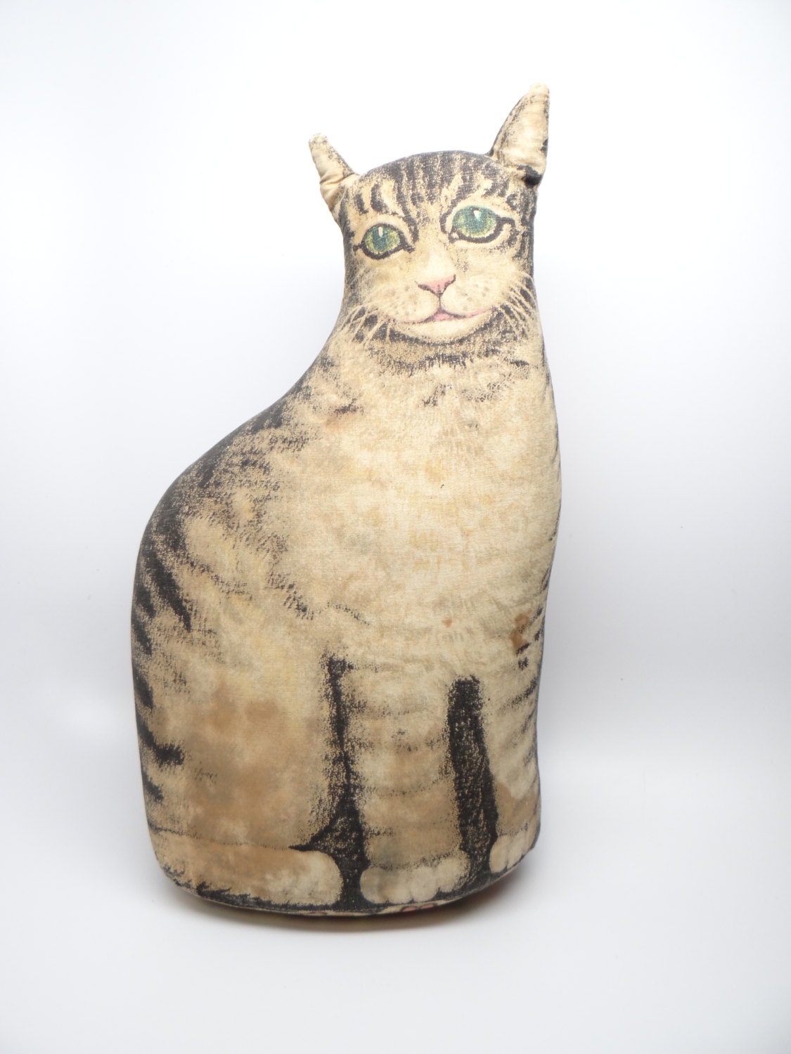 1920's Cat Door Stop Stuffed Cotton Cat Printed on Cotton