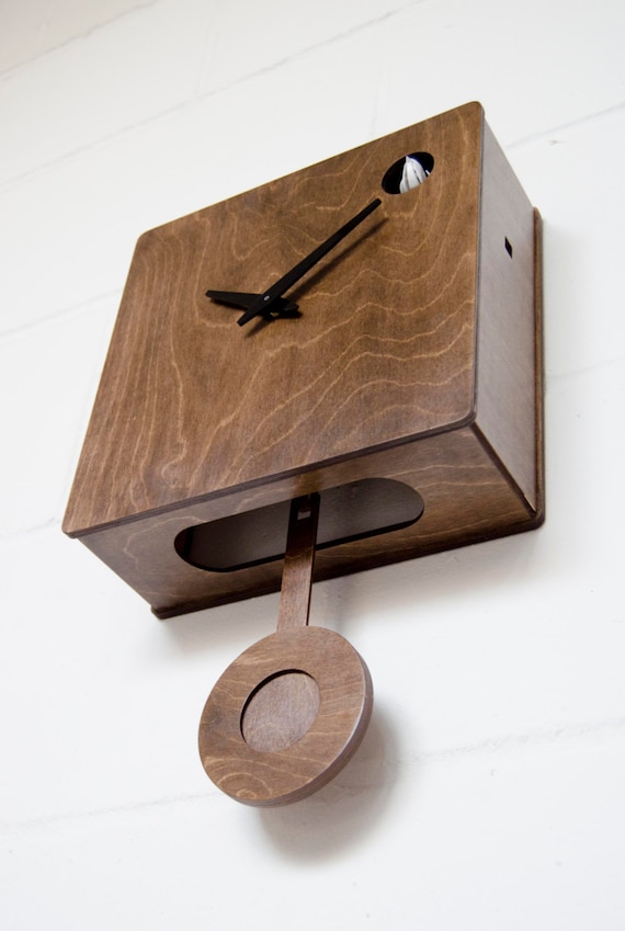 Quercus - Modern Cuckoo Clock in Walnut finish