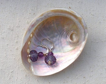 Sparkling Purple Sugar Lampwork Bead Earrings 567