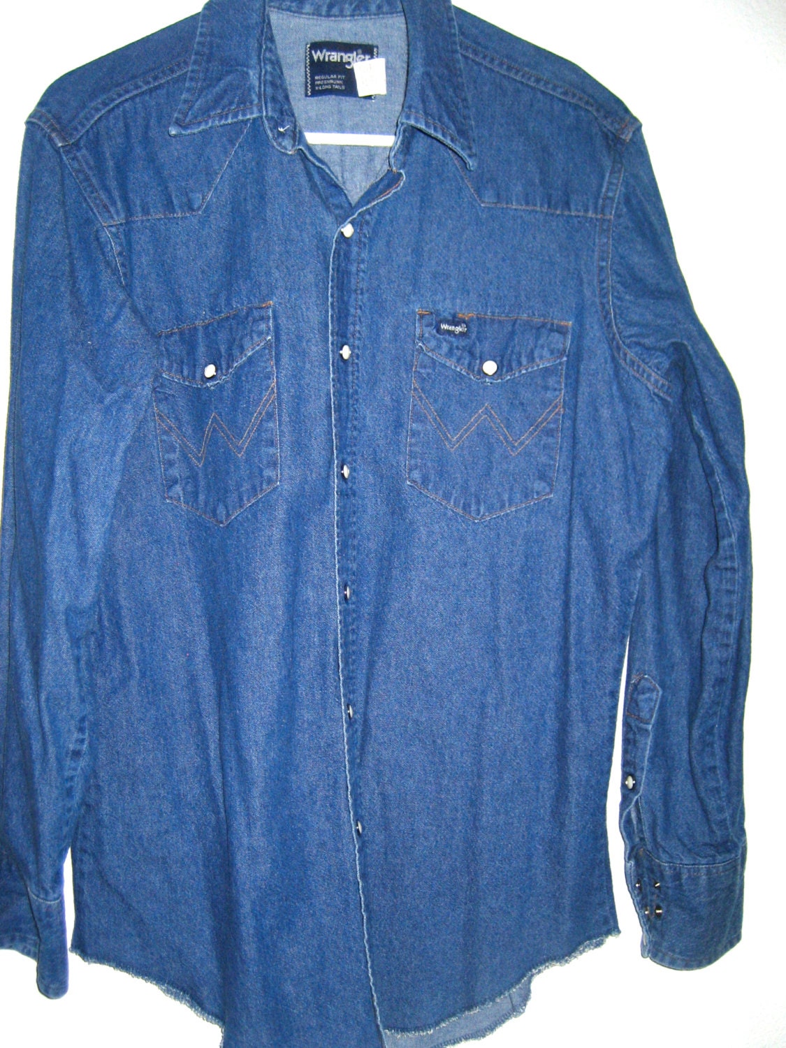 Vintage Wrangler denim cowboy shirt pearl snaps cotton blue