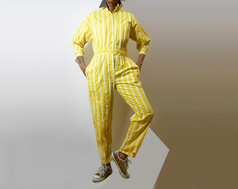 Jumpsuit/ Womens Romper/ 90s Romper/ 90s Jumpsuit/ Womens Jumpsuit/ Pastel Goth/ Playsuit/ 80s Jumpsuit/ 80s Romper/ Yellow Jumpsuit/ Flight