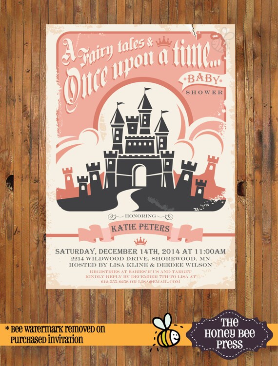 Once Upon a Time baby shower invitation Disney Fairy Tales