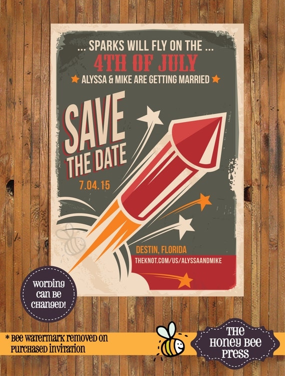 Download Fourth of July Wedding Save the Date Sparks will Fly Save