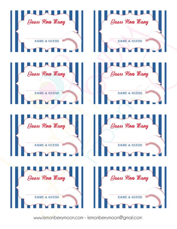 Guess How Many Printable Birthday Party or Baby Shower Game Instant