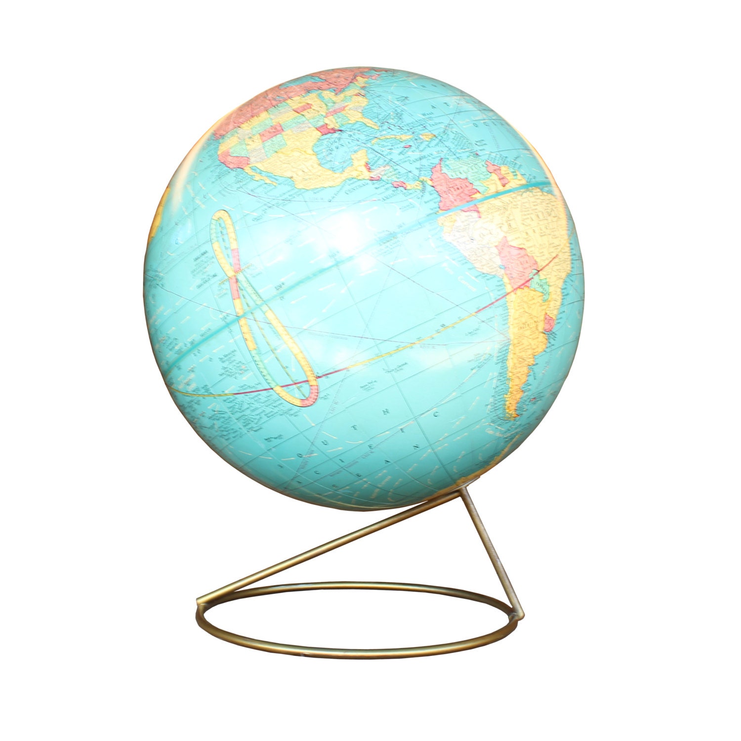 Mid Century Modern Globe with Brass Stand