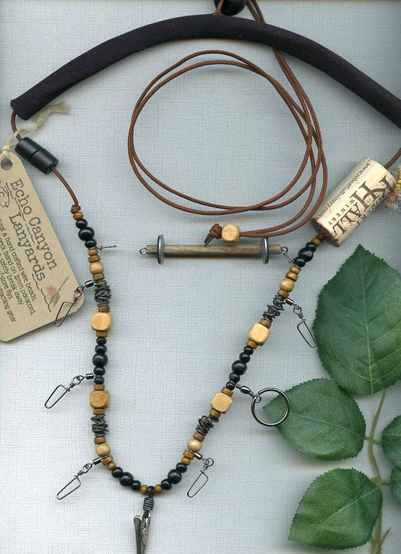 Fly Fishing Lanyard Tippet Spool Holder with Brown and Black