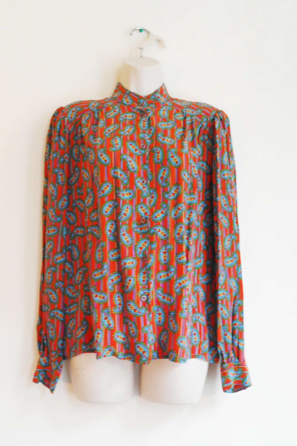 Vintage 60's silk flowers blouse