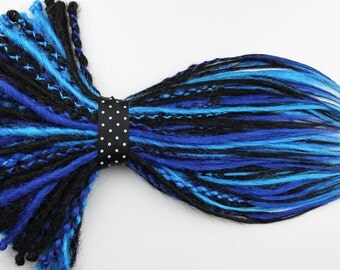 1/4 Set Black & Blue Synthetic Dread Extension. 20 Inches, Double or Single Ended Dreads.