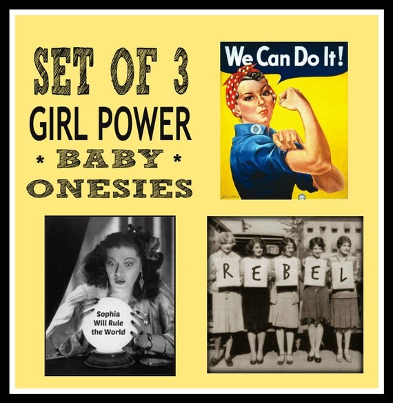 Items similar to Set of 3 GIRL POWER Baby Onesies. Cool Hip Edgy Baby