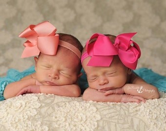 Set of Large Bow Headbands, Baby Headband, Newborn Bow Headbands, Infant Headbands, Headbands for Babies, Headbands for Baby, Headbands Sets