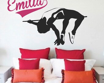 Gymnastic Girl Wall Decal, gymnastic wall decals, gymnastics decals, sport  wall murals, girls athletic bedroom mural stickers, s83