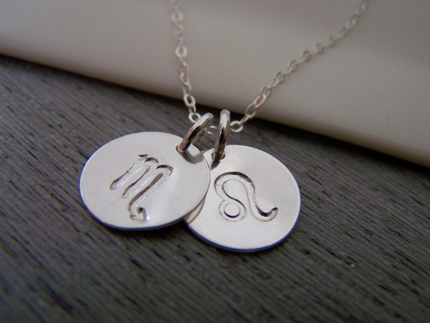 Two Disc Two Signs Astrology Necklace Zodiac Sign Symbol
