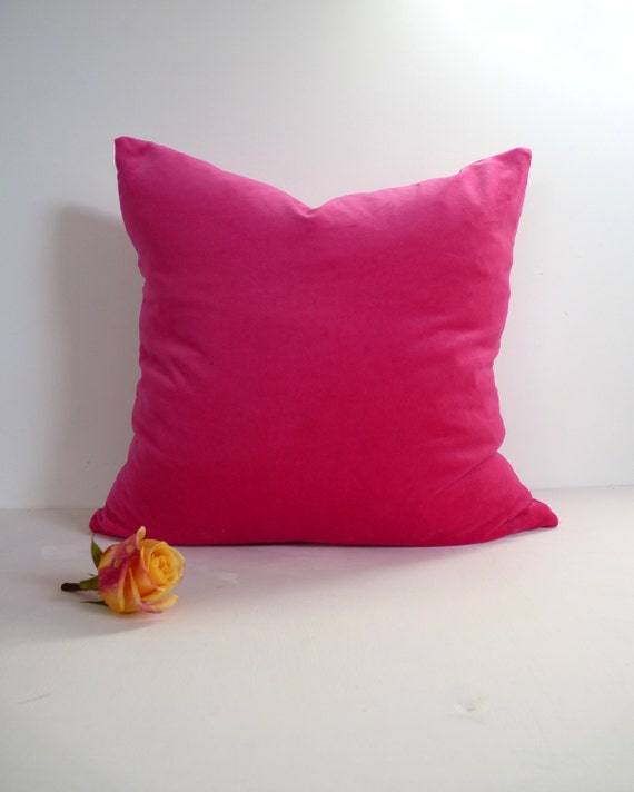 cerise pink velvet pillow case // hot pink velvet by LiveLoveSmile