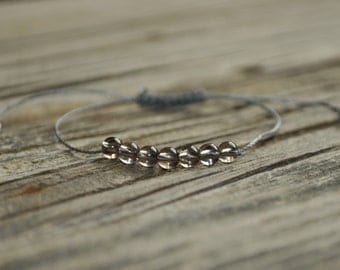 Smoky Quartz Yoga Bracelet, Crystal Healing Bracelet, Meditation Bracelet, Minimalist Jewelry, Grey, Depression, Serenity, Positivity, Fear