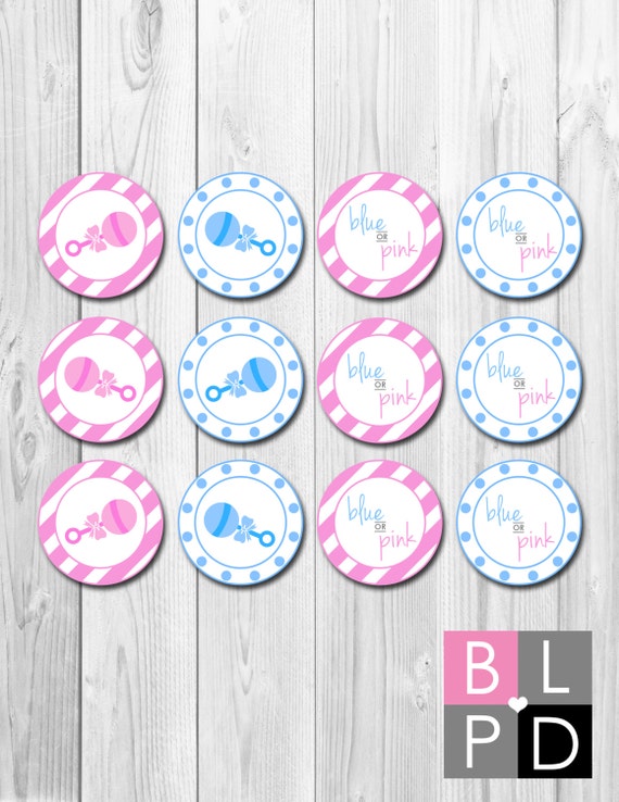 INSTANT DOWNLOAD - Blue or Pink What Do You Think Baby Shower Gender Reveal Cupcake Topper - DIY - Printable Il_570xn