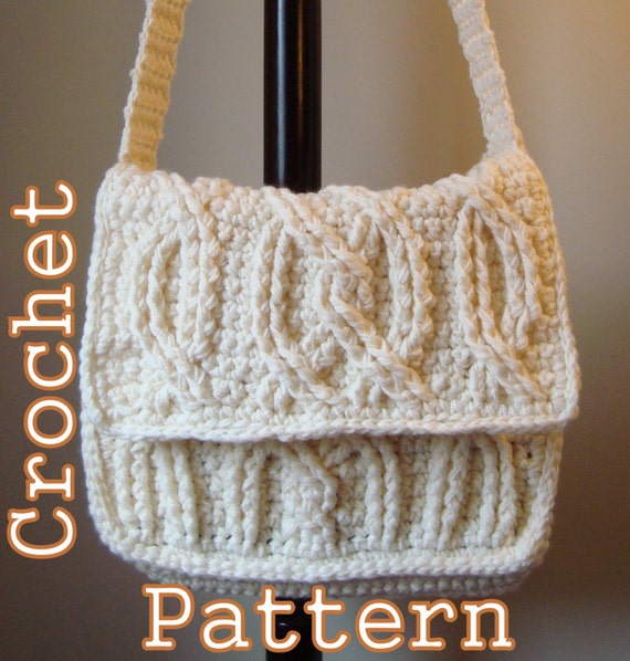 PDF Crochet Pattern Alpine Cable Messenger Bag Laptop Bag