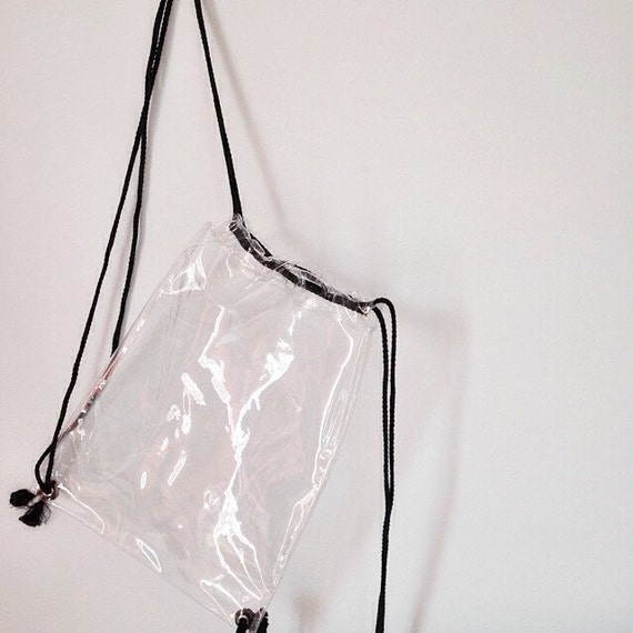 Clear Drawstring Bag Transparent Backpack PVC Vinyl Rucksack