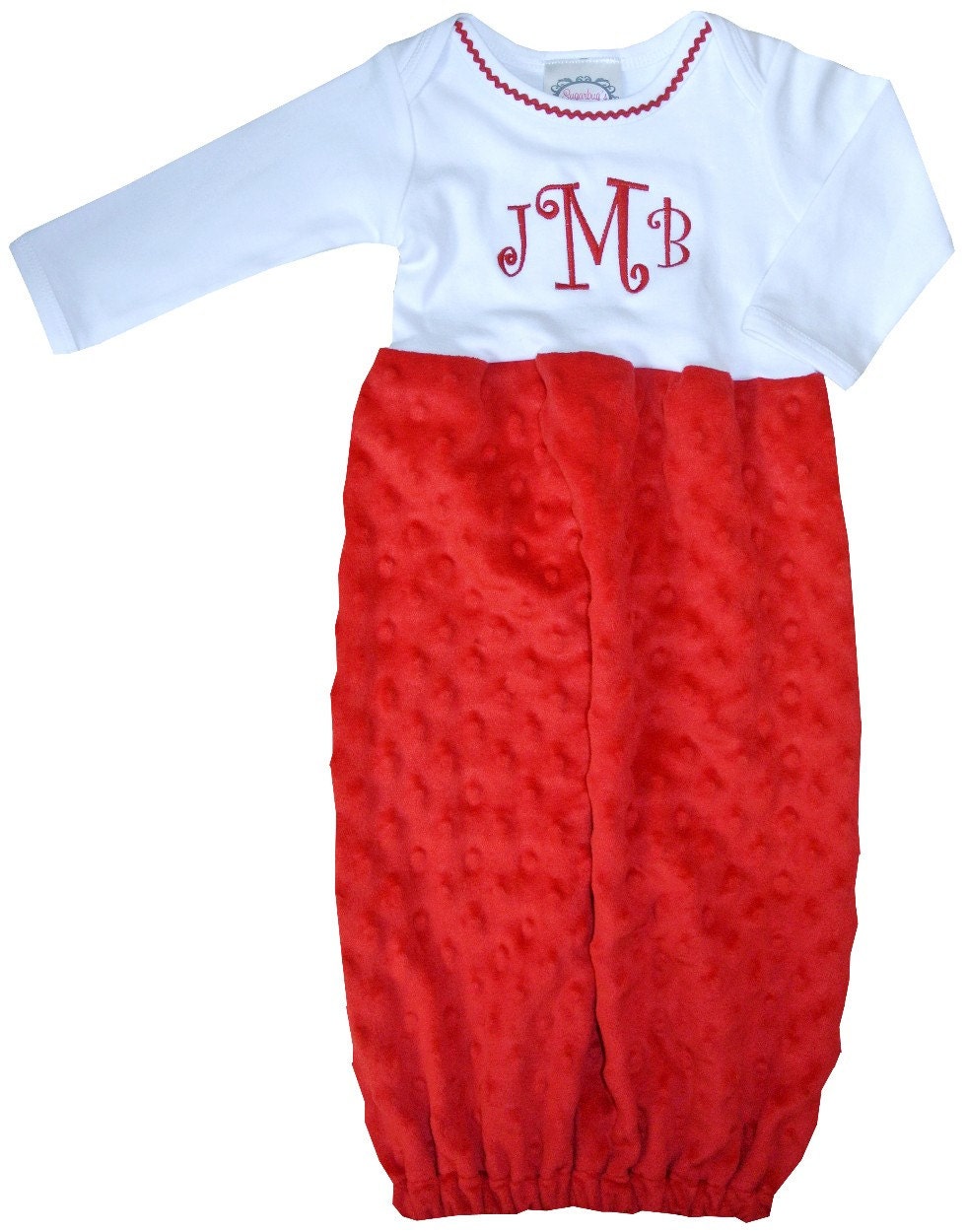Girl's Baby Infant Monogrammed Gown Sack Sleeper in Red or