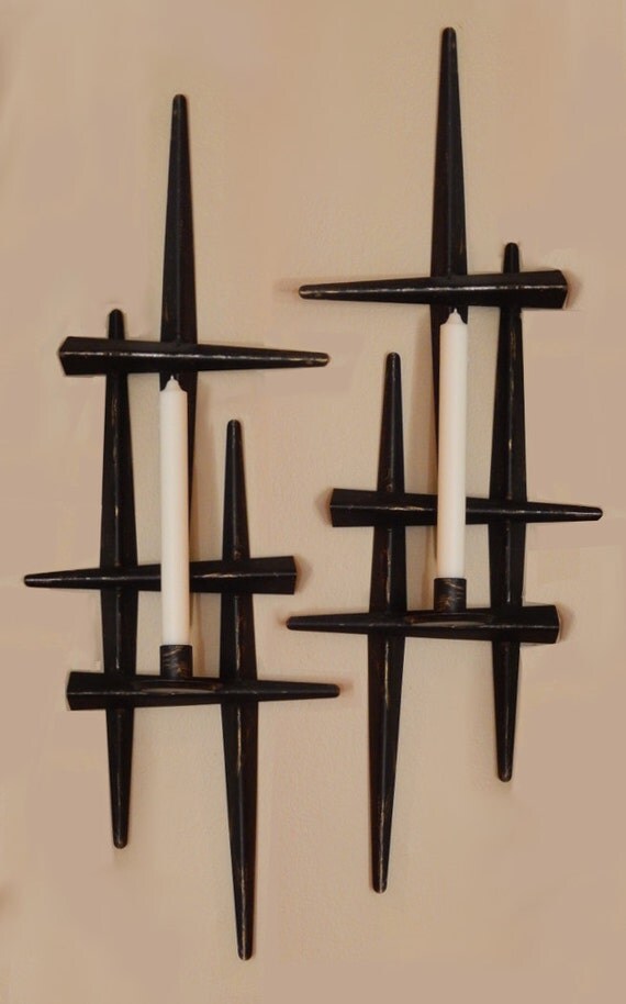 Vintage // Mid Century // Brutalist // Candle Sconces // Pair