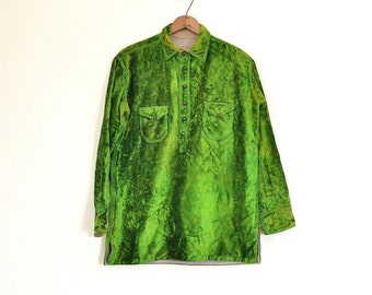 mens green velvet shirt