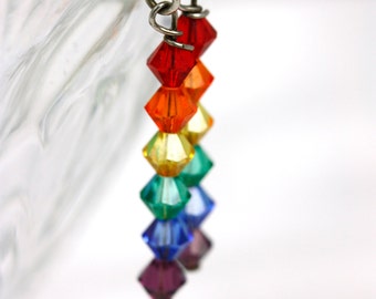 Swarovski Crystal Rainbow Earrings, Handmade Swarovski earrings, Red, Orange, Yellow, Green, Blue, Purple- SMALL/SHORT