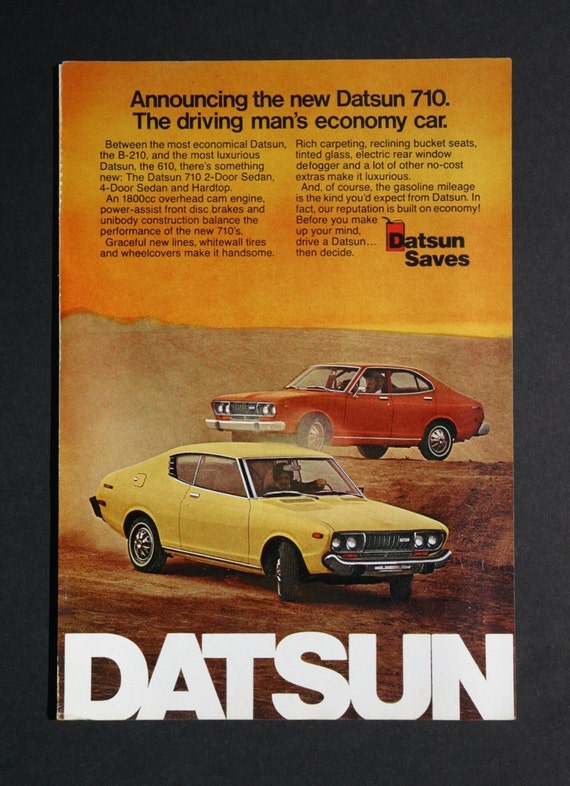 1973 Datsun Car Ad 710 2-Door Sedan 4-Door Sedan & by AdVintageCom