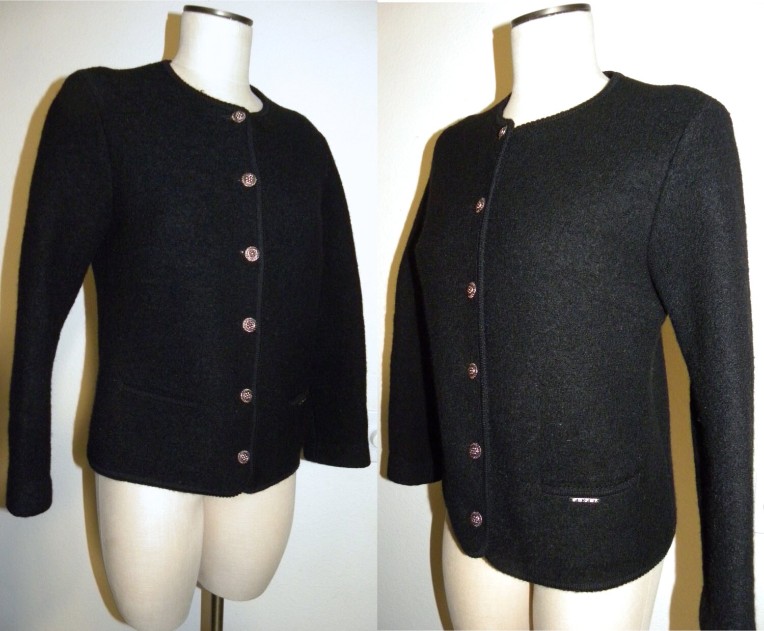 Vintage GEIGER Jacket Boiled Wool Classic Black Made