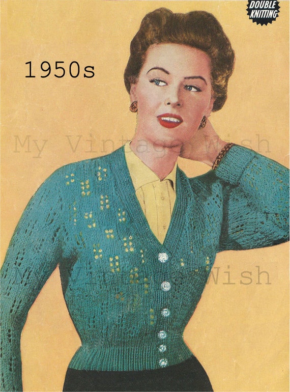 1950s Cardigan Vintage Knitting Pattern PDF Instant
