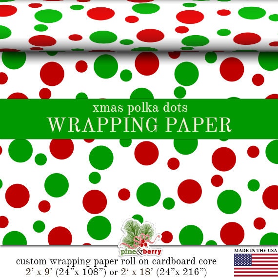 Red And Green Polka Dots Christmas Wrapping by
