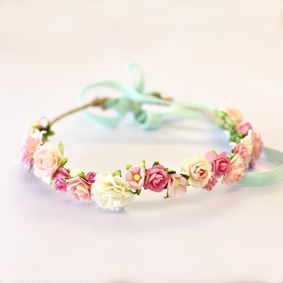 Crown Floral hens  in Flower Blush  Pastel flower Garland CLASSIC  Rose crowns Pink