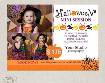 Halloween Mini Session Template - Photography Marketing Board -Flyer - Postcard 070 - C230, INSTANT DOWNLOAD