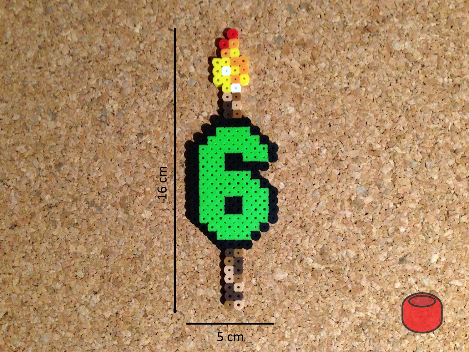 Pixel Birthday Candle Number made from Perler Beads