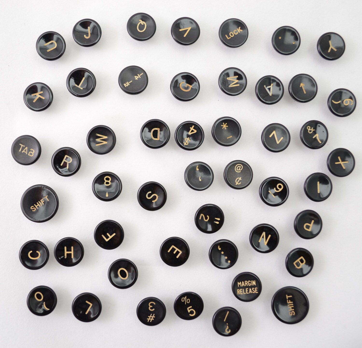Set of Typewriter Keys, 48 Vintage 1942 Underwood Noiseless Plastic