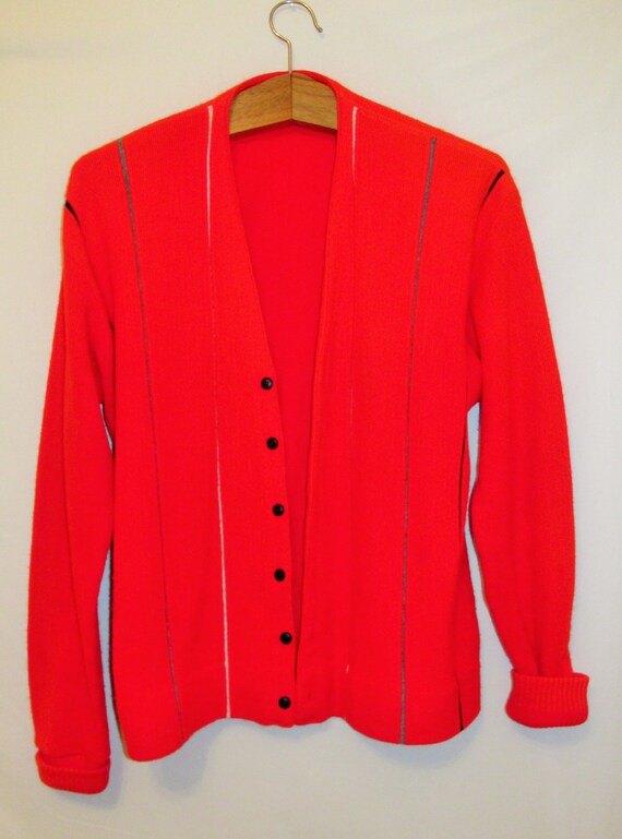 Vintage Striped Red Grandpa Cardigan Sweater