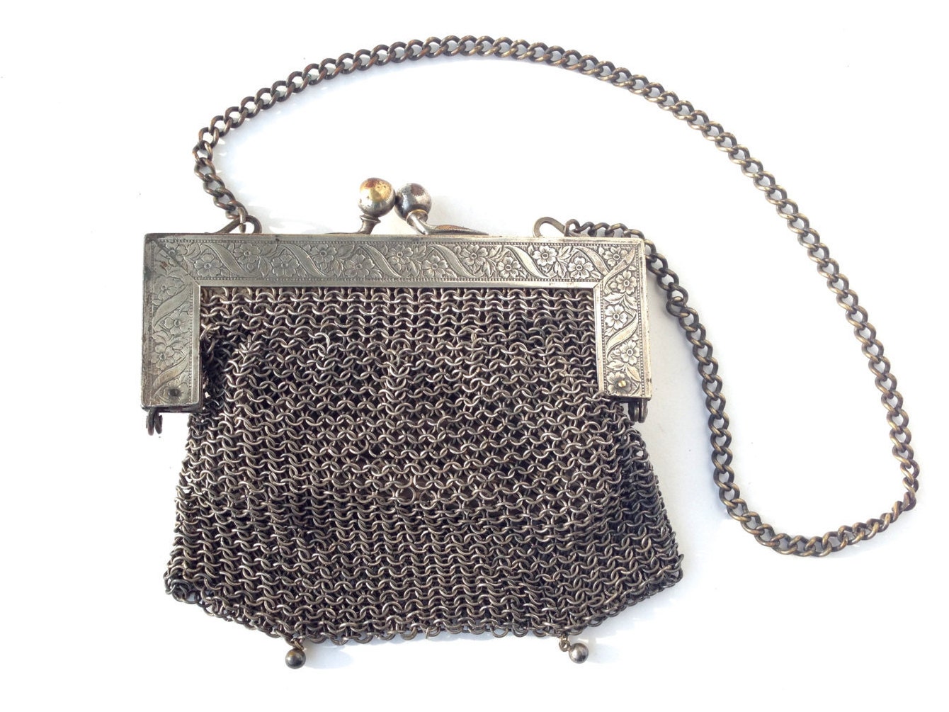 Outstanding Antique Vintage Purse Sterling Silver Frame Bag Handbag - Ruby  Lane