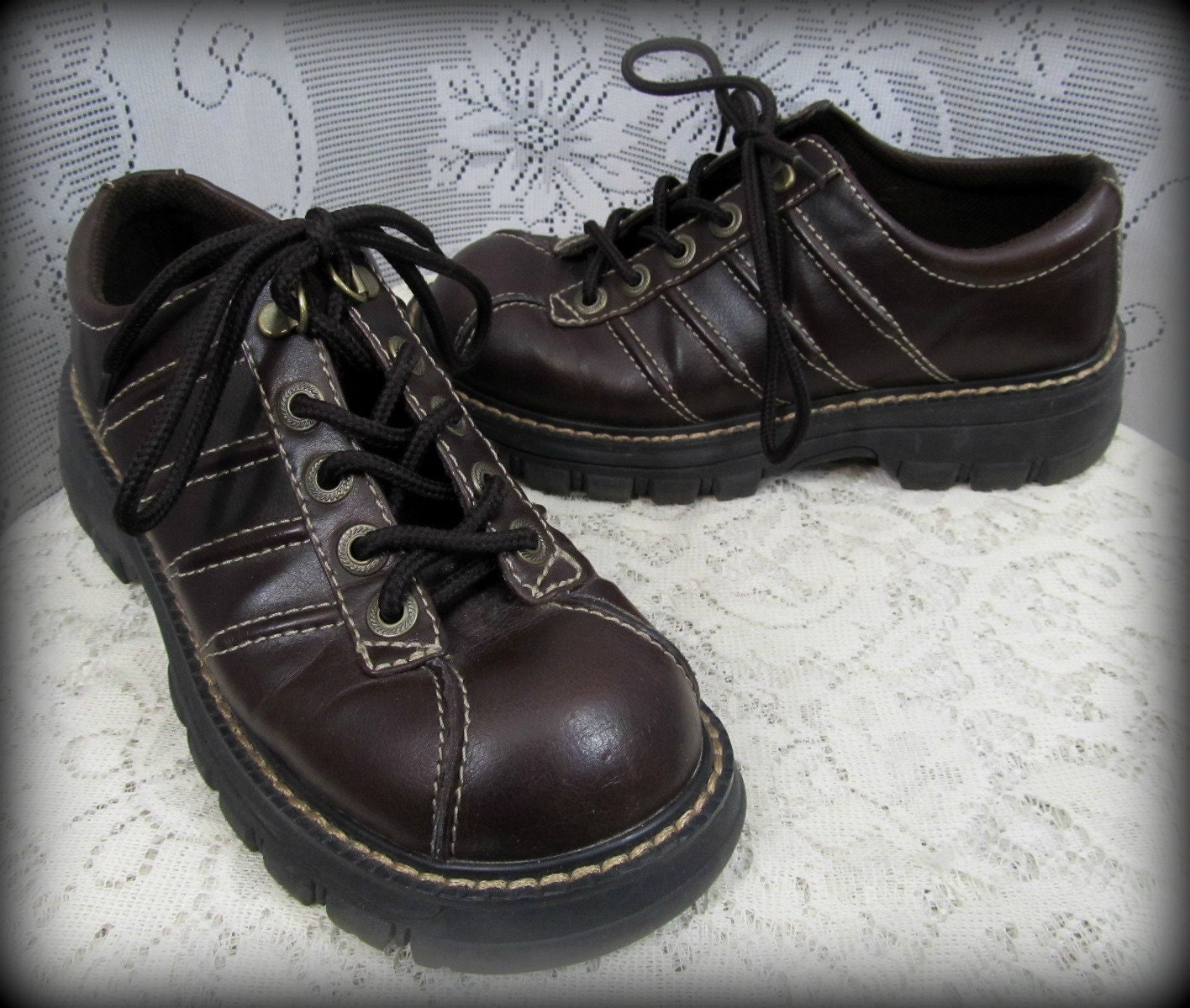 Chunky shoes Brown shoes 90�s shoes Womens work shoes