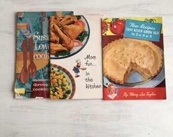 3 Vintage Cookbooks from 1950, Mary Lee Taylor, Birdseye, Susan Lowe