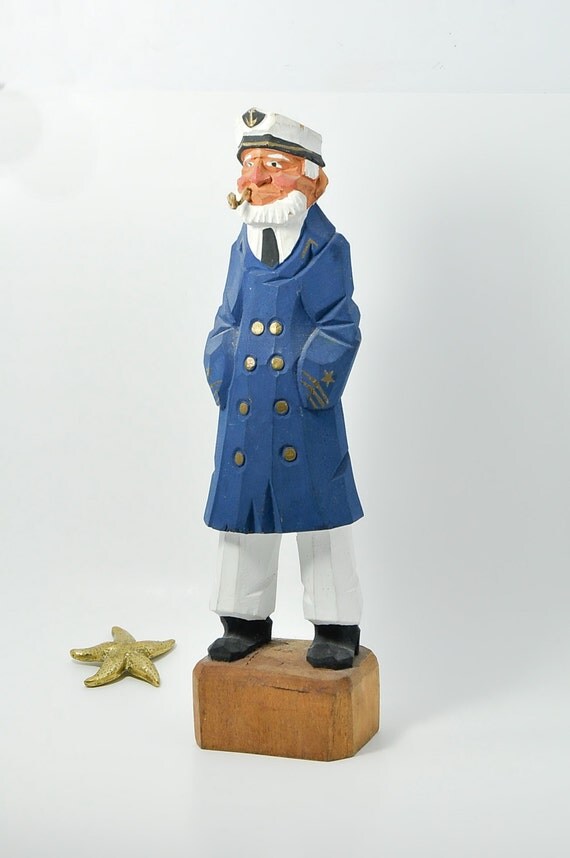 Carved Wooden Sea Captain Vintage Beach Cottage Nautical | My XXX Hot Girl