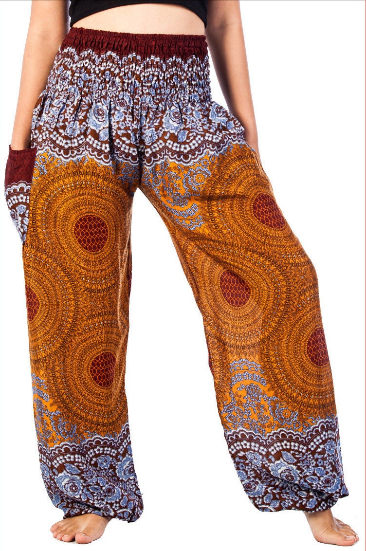Brown yoga pants Baggy pants harem pant Rose by Lannaclothesdesign