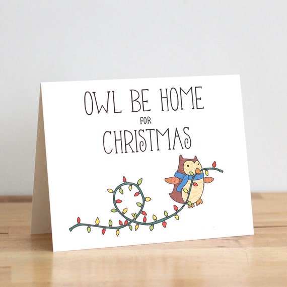Items similar to Owl be Home for Christmas. XMas. Pun. Blank Card