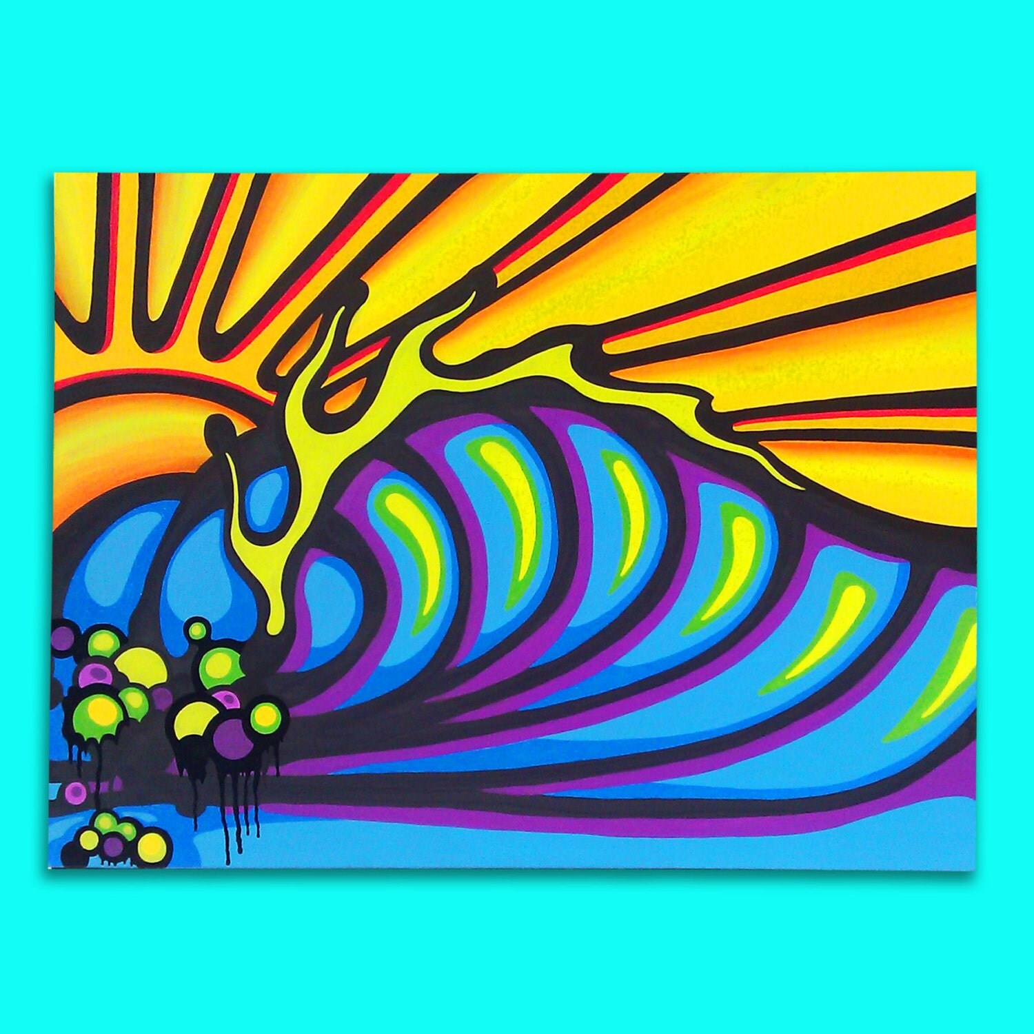 Graffiti Inspired Surf Art Wave Painting by MedusaArtDesigns