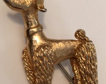 Vintage MARCEL BOUCHER French Poodle Pin/Brooch, 1950s, Rock n Roll, Sock Hop, Gold Tone