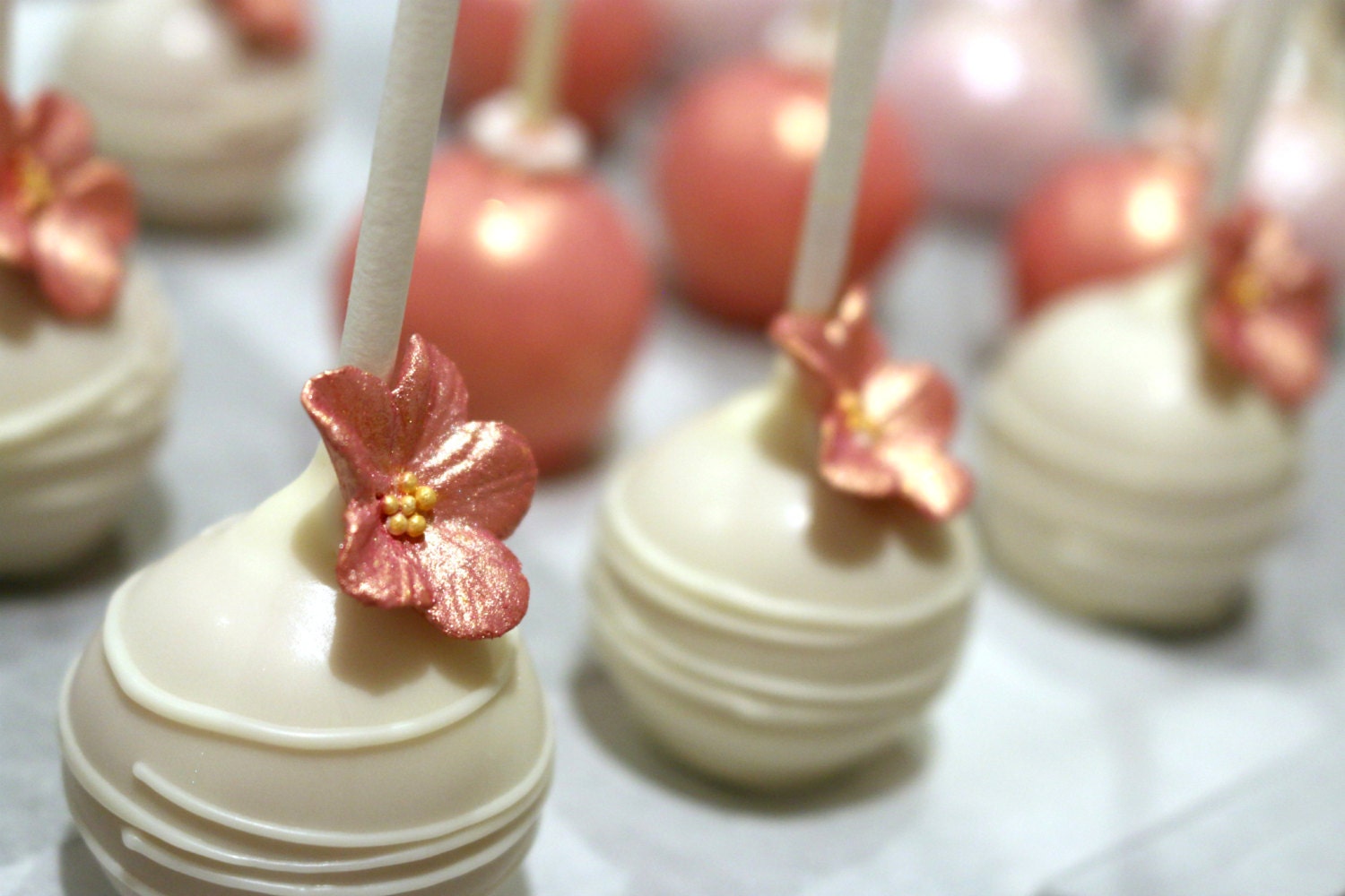 ROSE GOLD APRICOT Pastel Cake Pops Favours Bombonieres