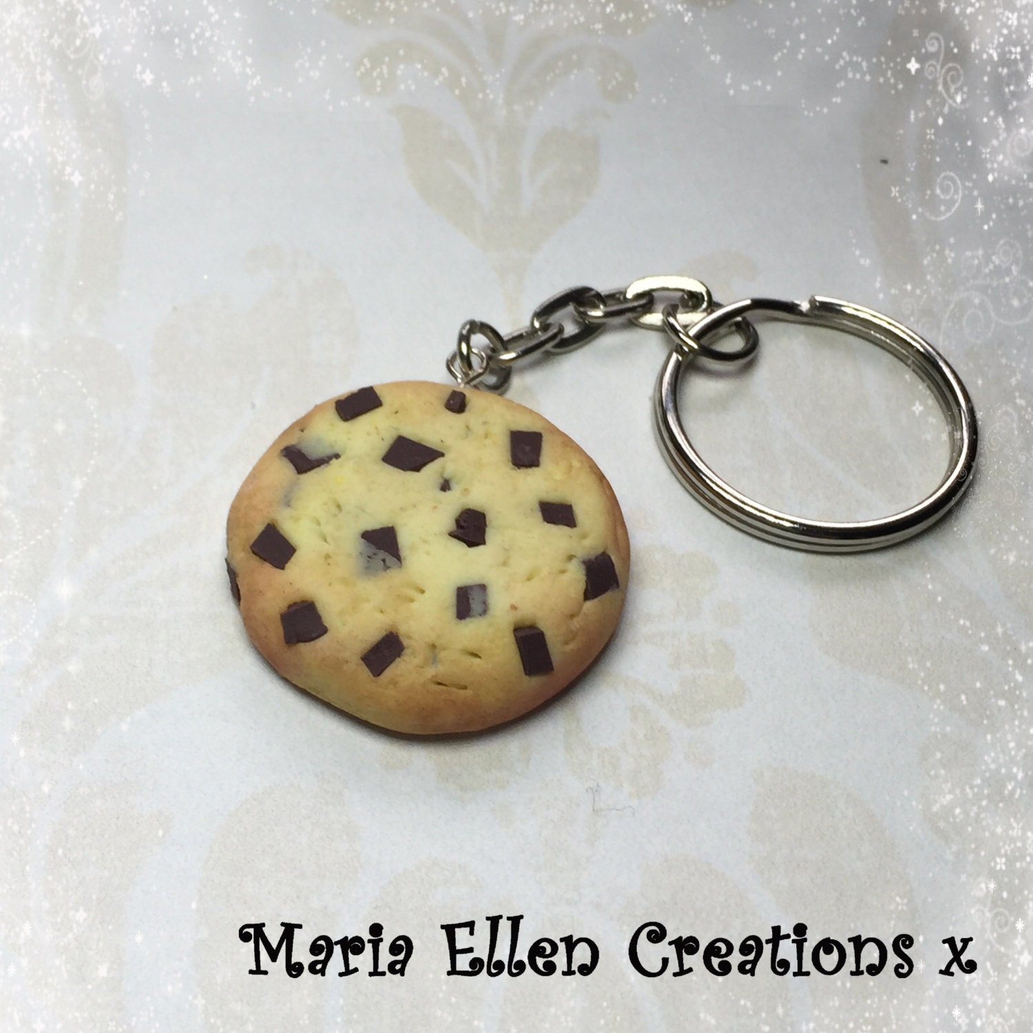Chocolate chip cookie keychain food keychain miniature food