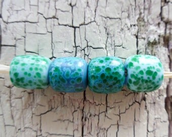HandMade Lampwork -:- Turquoise Naturals -Set of 4 Beads - Artisan Made in the USA - Fully Kiln Annealed -